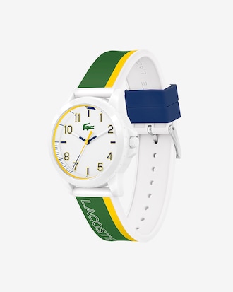 Rider 3 Hands Green And Yellow Silicone Watch