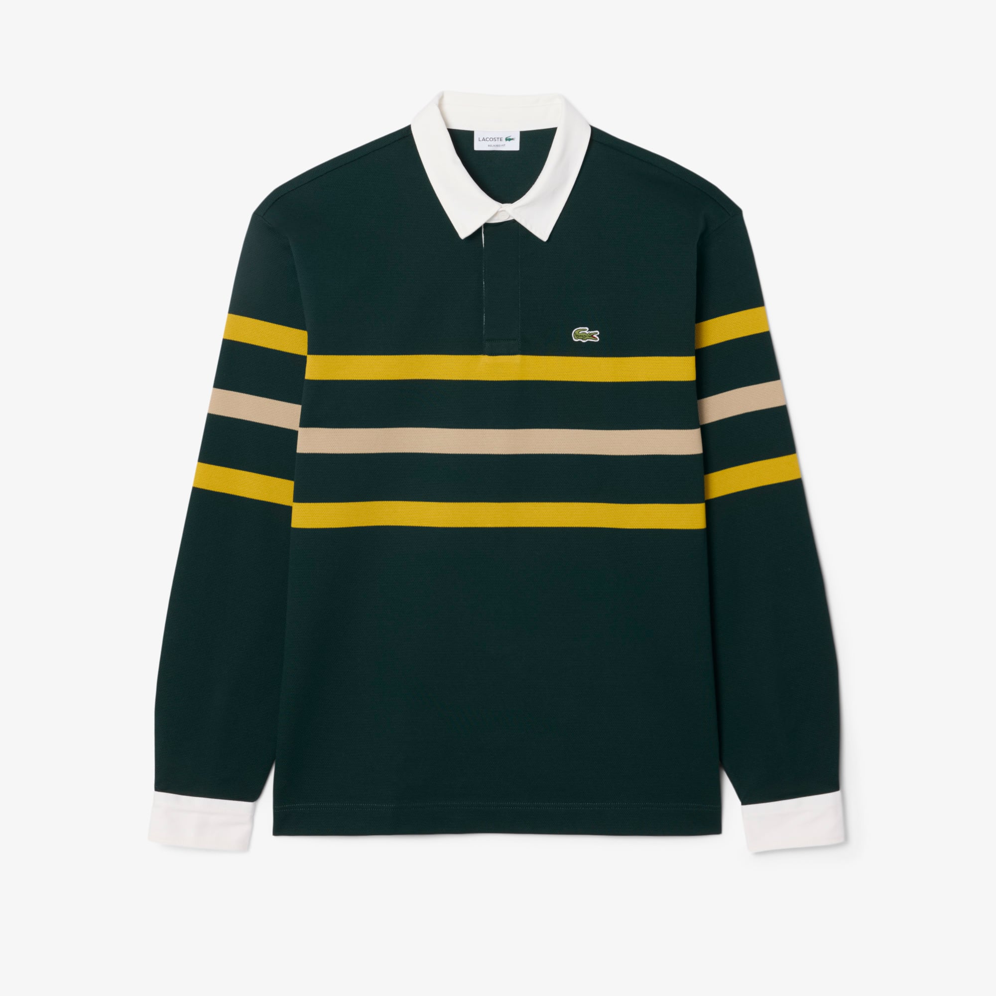 Relaxed Fit Striped Piqué Rugby Polo Shirt