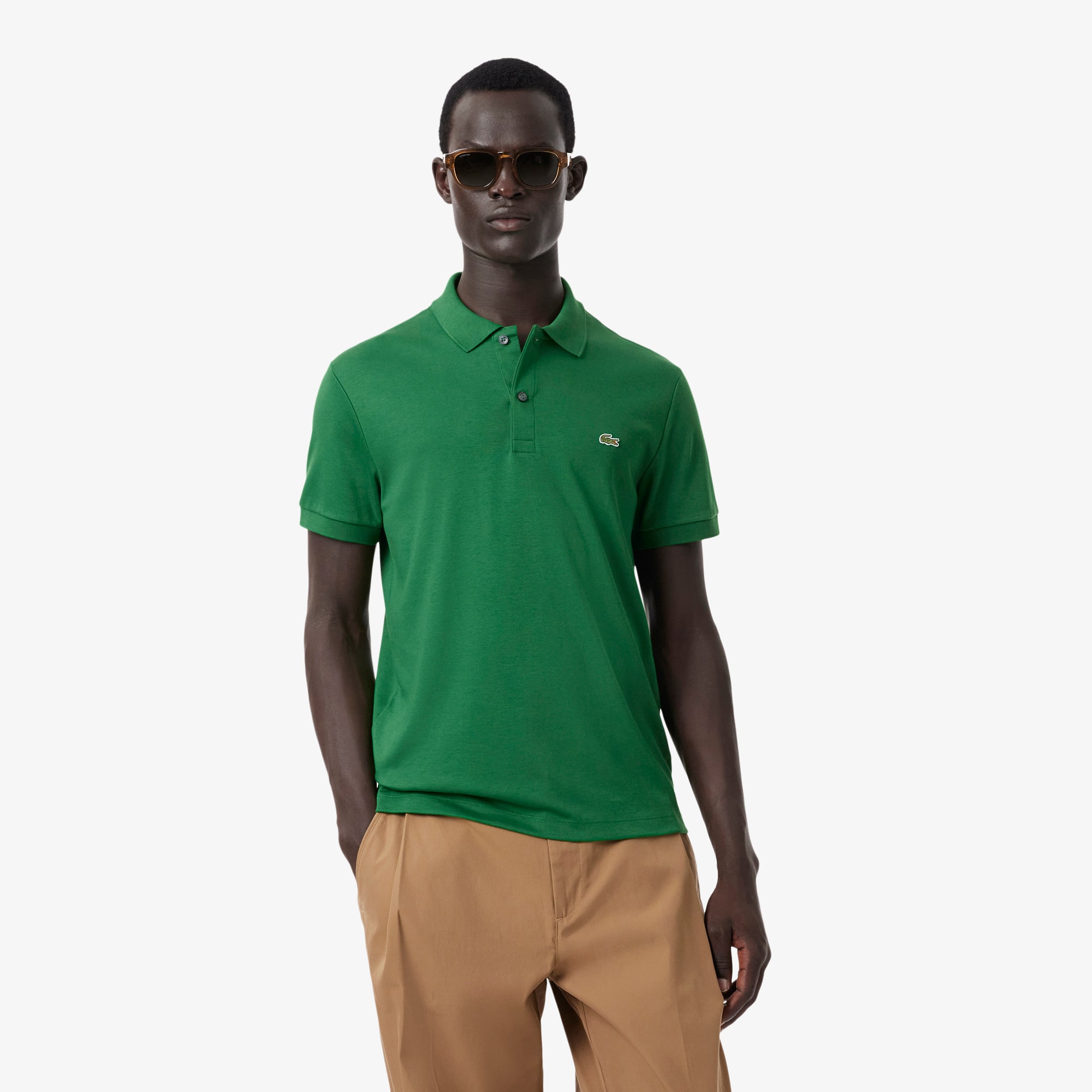 Lacoste Men's Regular-Fit Cotton Polo Shirt - Open Green