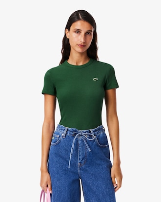 Women's Slim Fit Ribbed Cotton T-Shirt