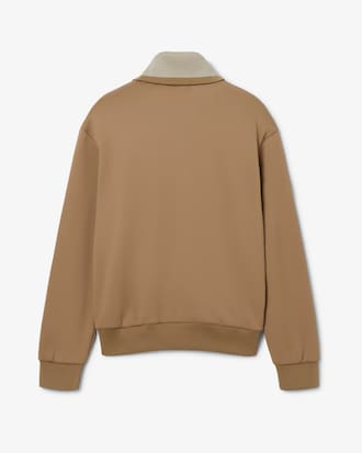 Runway High Neck Zipped Badge Accent Sweatshirt