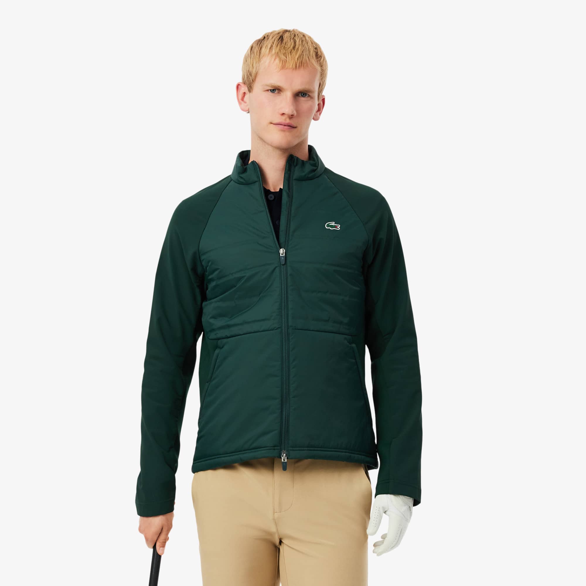 LACOSTE MA-1スタイルジャケット ダークグリーン Men's High-Neck Quilted Golf Jacket - Jackets & Coats - New In