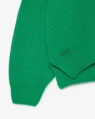 Women's Zip Neck Pearl Rib Wool Sweater