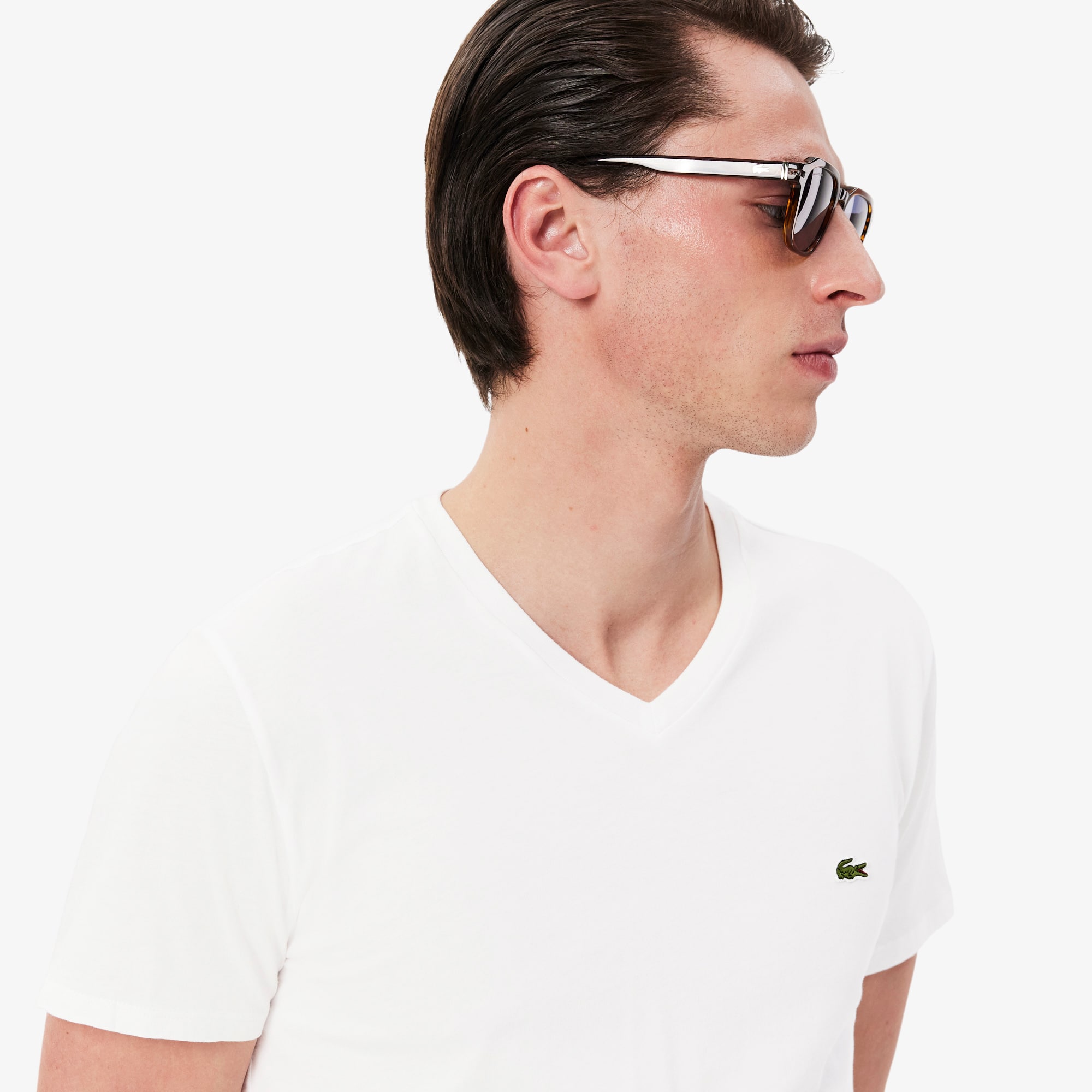 Lacoste｜ (V-Neck Pima Cotton Jersey T-shirt (TH6710-132 Lacoste Pima Cotton Short Sleeve V-Neck T-Shirt | Dillard's