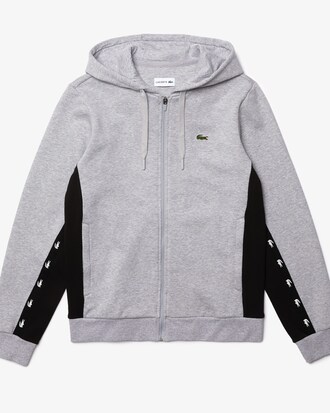 Sudadera con gorro y cremallera en felpa color block para hombre