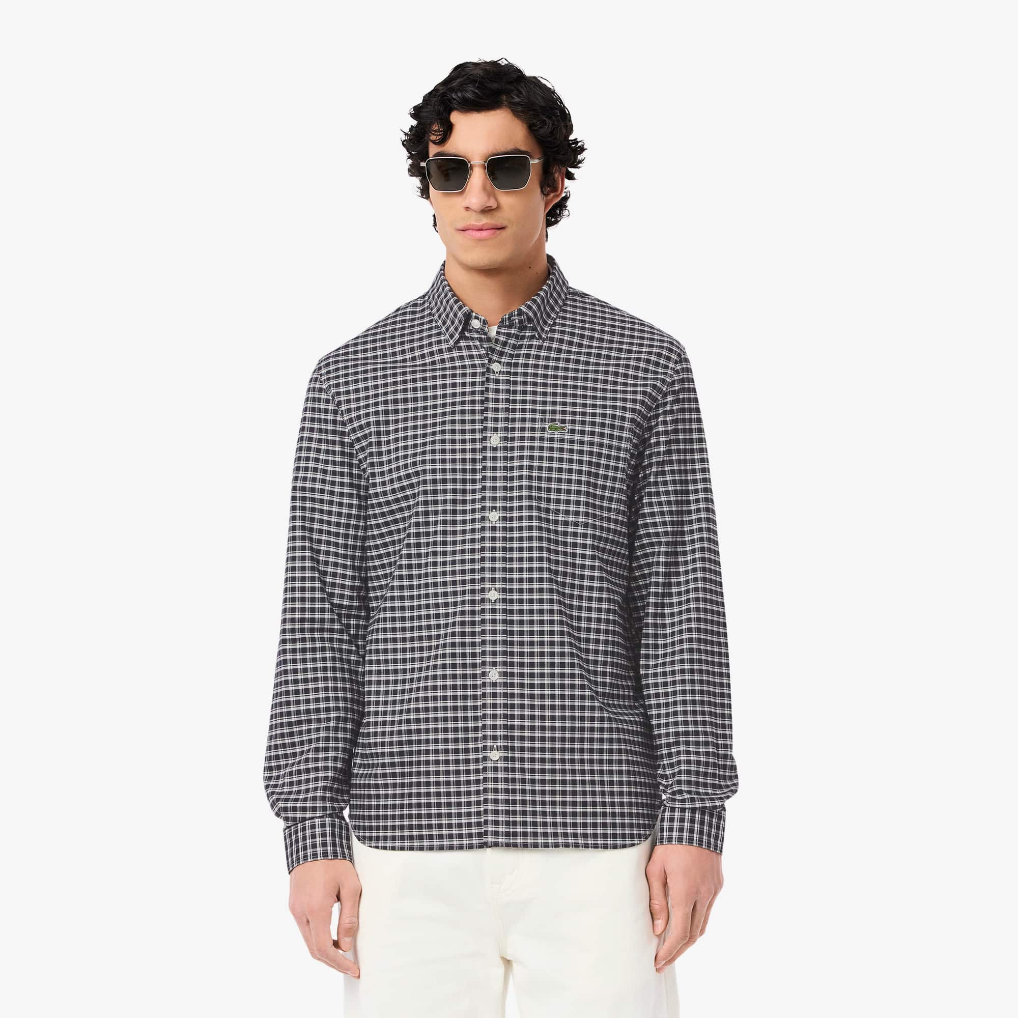 Lacoste Men's Regular Fit Stretch Plaid Shirt
