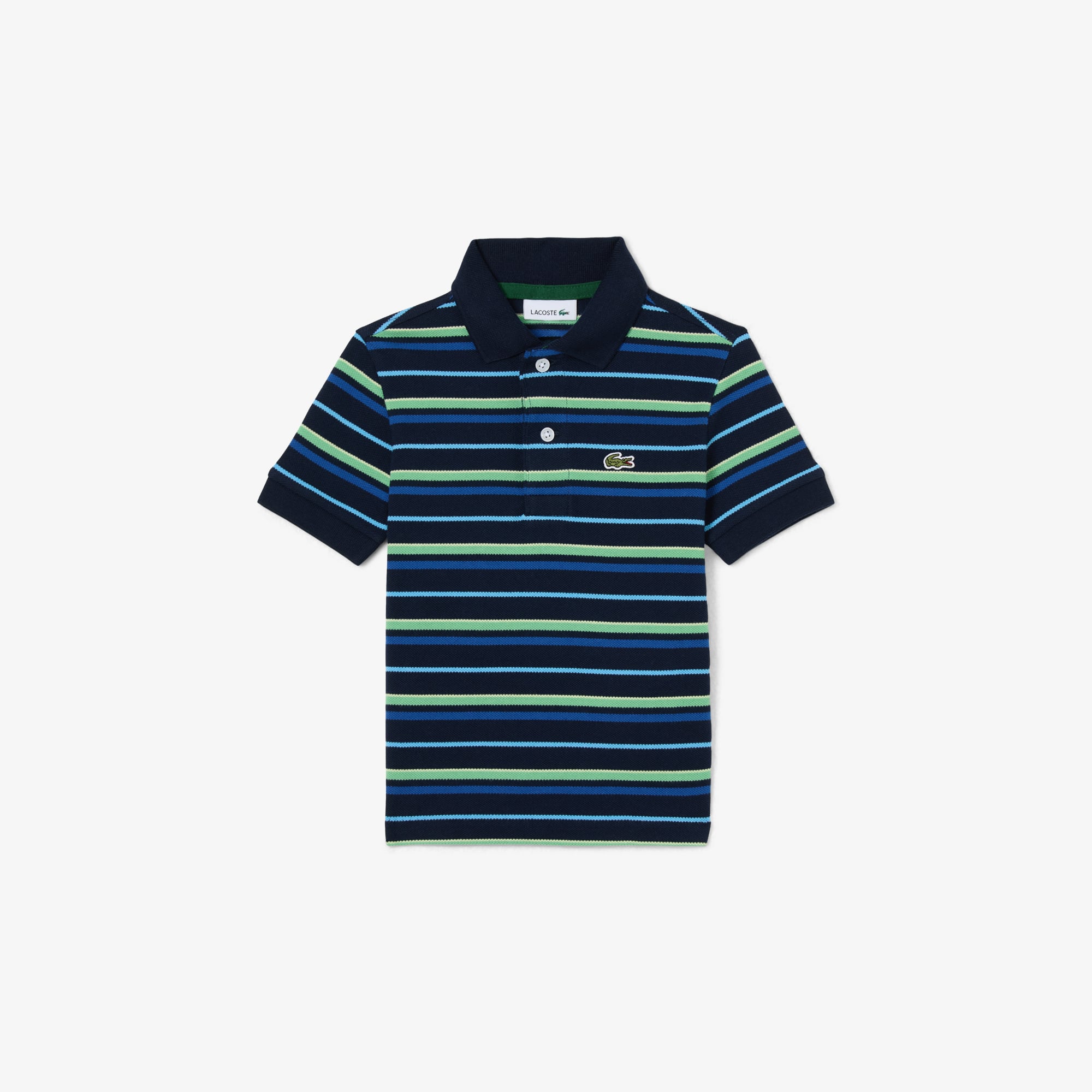 Lacoste Contrast Stripe Petit Piqué Polo - 6 Years In Green