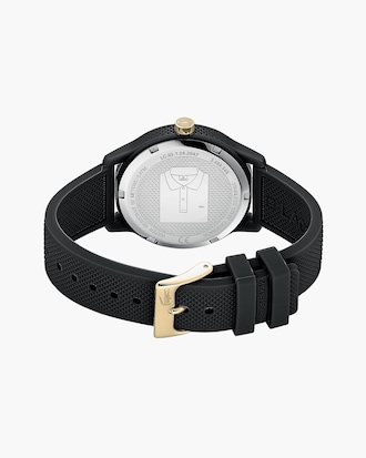 Women's L.12.12 Black Silicone Petit Piqué Strap Watch