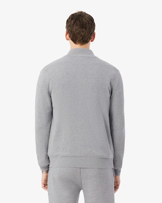 Pull zipp&eacute; &agrave; col montant en coton biologique uni