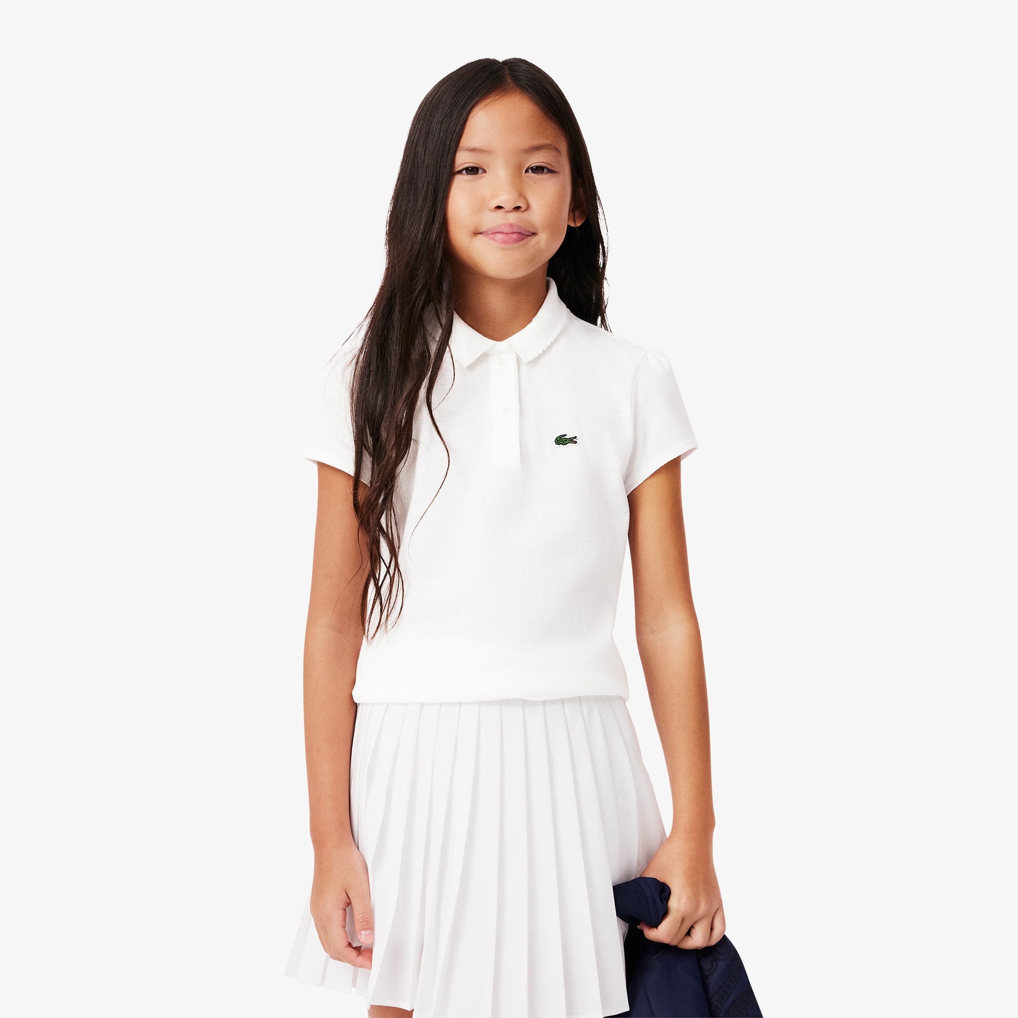 Kids' Scalloped Collar Mini Piqué Polo