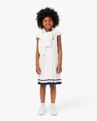 Kids' Stretch Piqué Pleated Polo Dress
