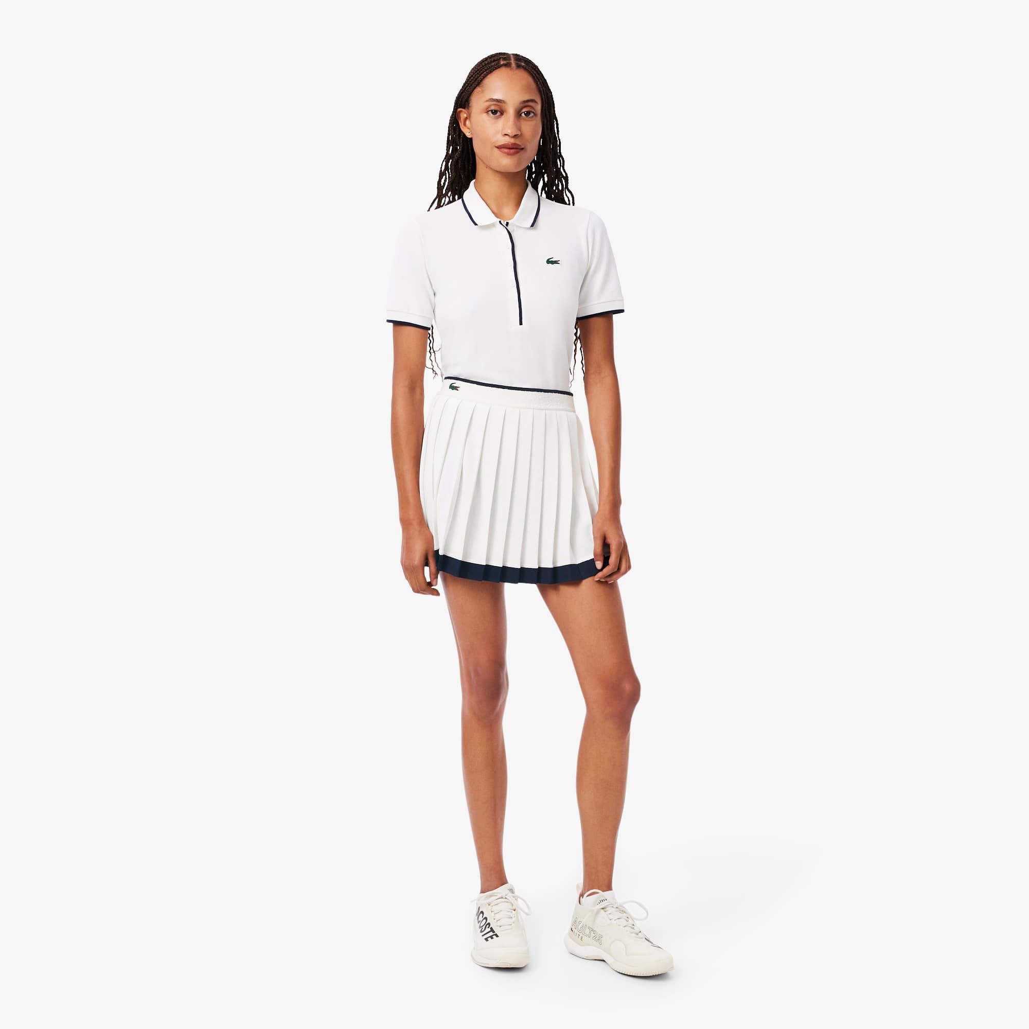 LACOSTE テニススカート ブラック 配色ウエストプリーツテニススカート JF2701 - ラコステ