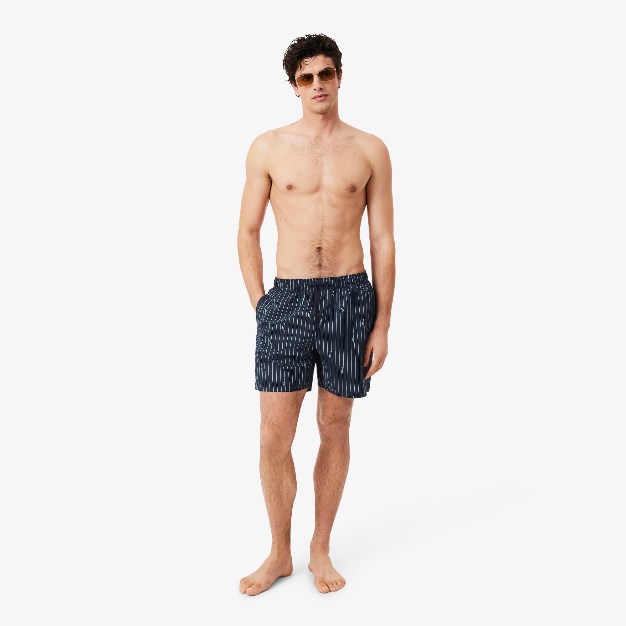 Mid Length Crocodile Print Swim Trunks - Shorts & Swim - New In