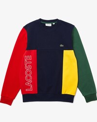 Men's Crew Neck Colour-block Cotton Fleece Sweatshirt