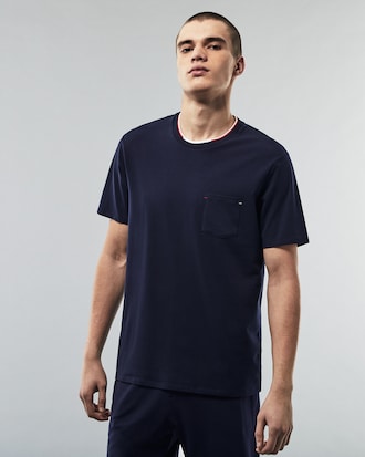 Men's Short Sleeve Three-Tone Crew Neck Pajama T-Shirt