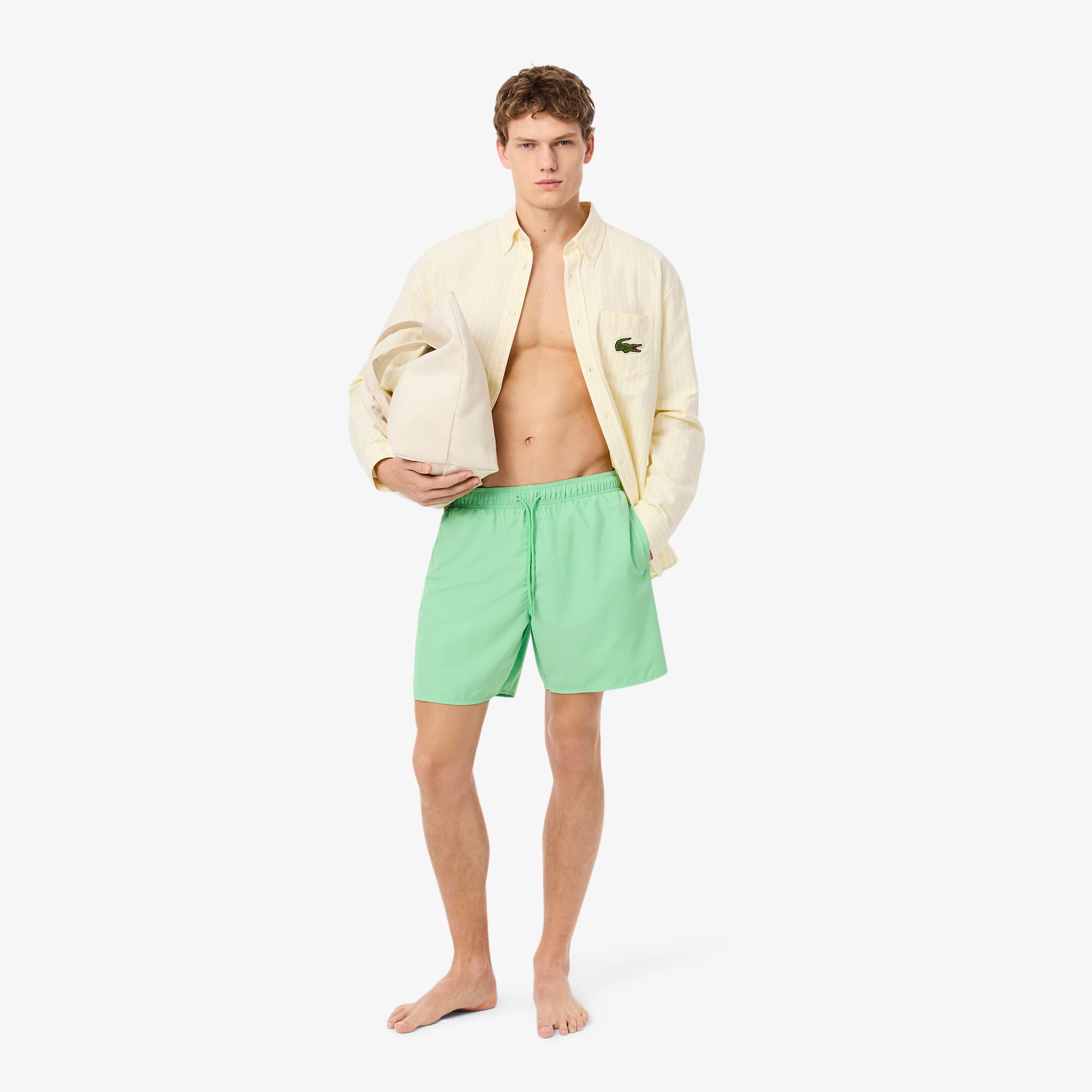 Lacoste Men's Mid Length Swim Trunks