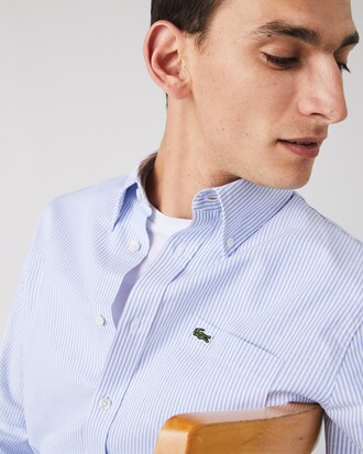 Camisa para hombre de corte regular en algod&oacute;n oxford a rayas