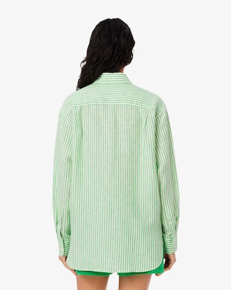 Camisa Para mujer oversize de lino a rayas