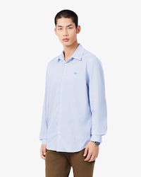 Camisa de Corte Ajustado de Popelina El&aacute;stica de Rayas