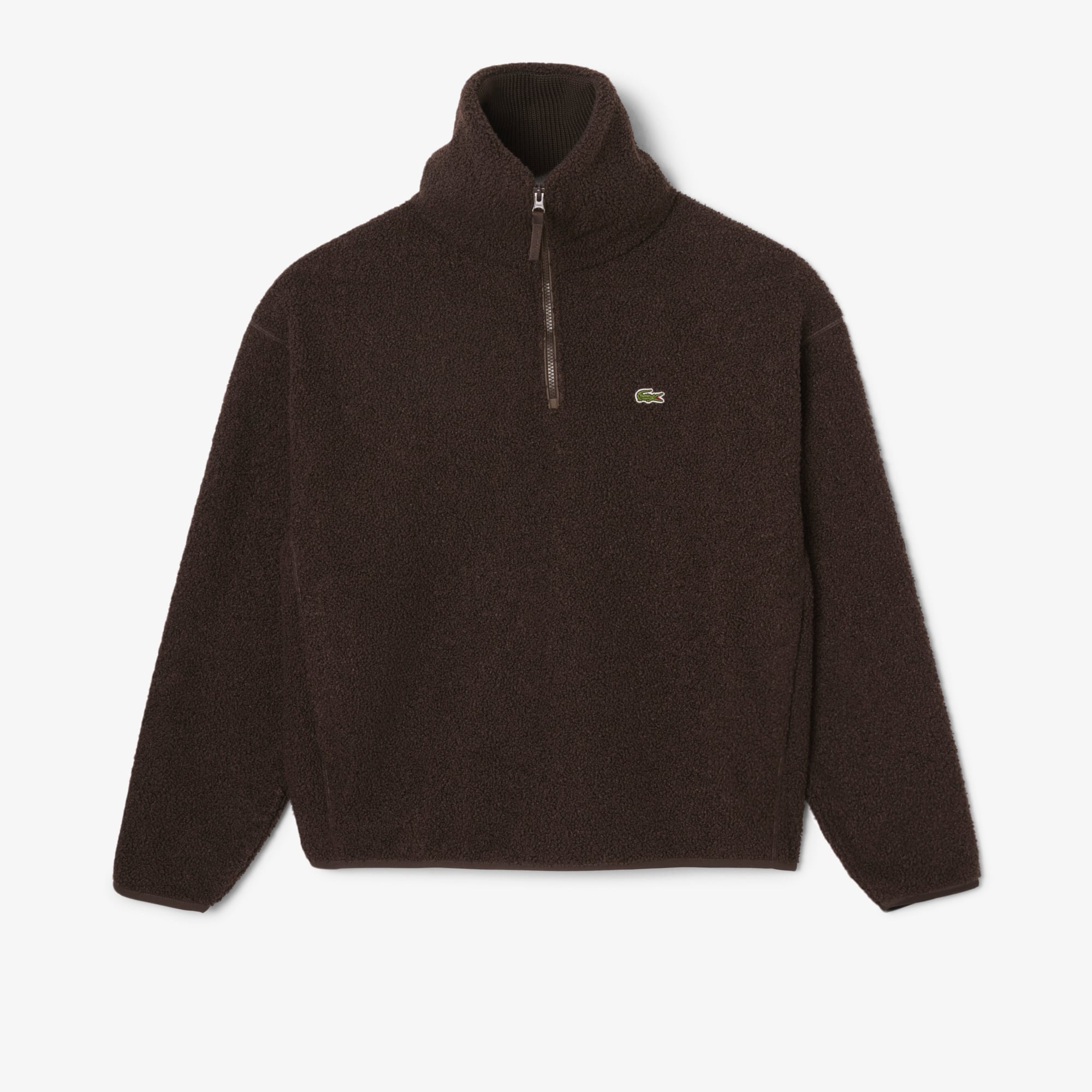 Lacoste Men's Zip-up Polar Fleece Sweatshirt - M - 4 In Brown