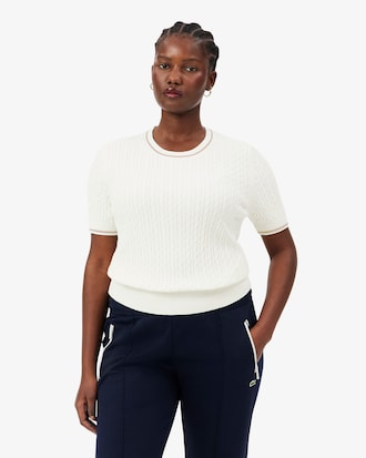 Short Sleeved Cable Knit Sweater