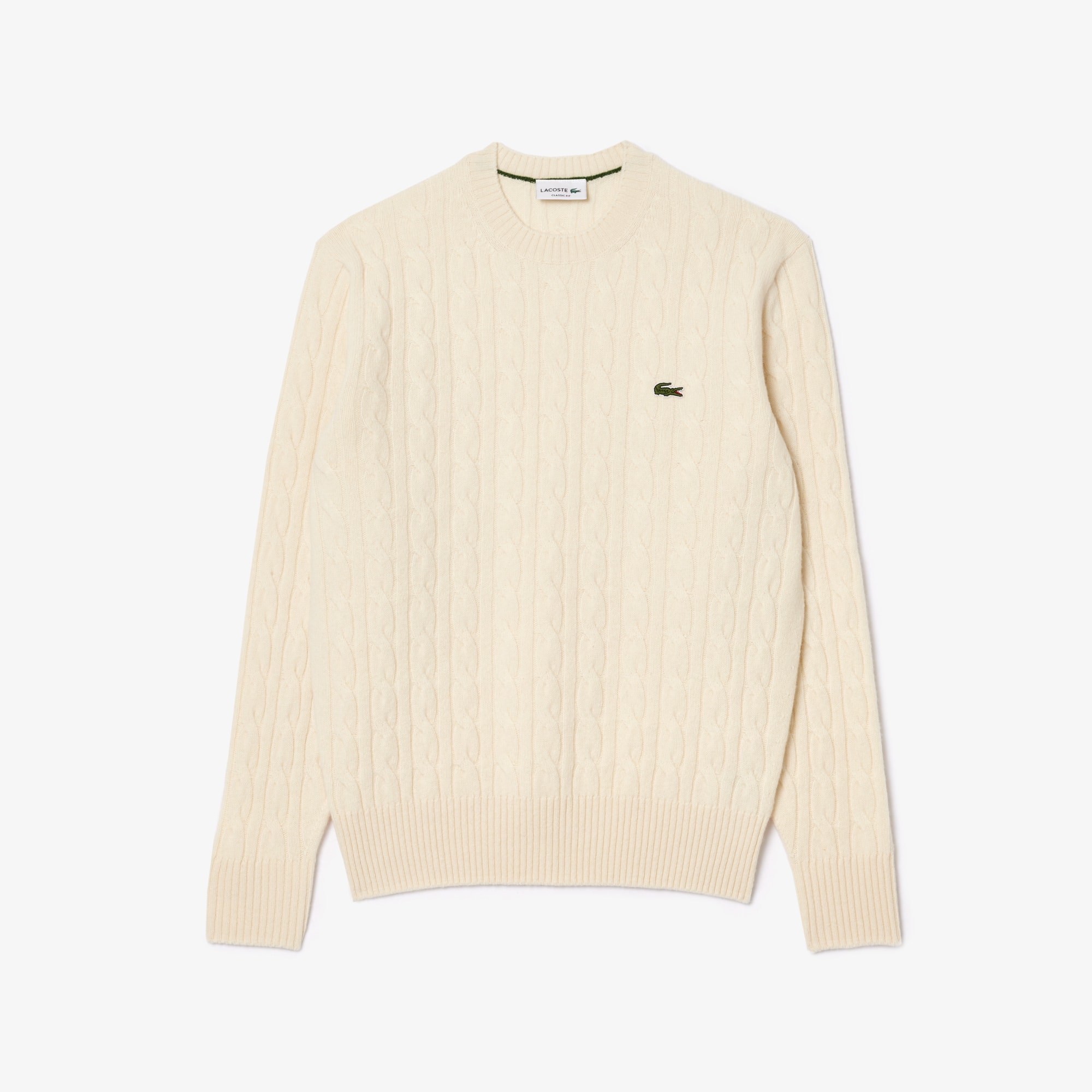 Lacoste Men's Cable Knit Wool Crew Neck Sweater 