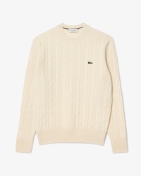 Men's Cable Knit Wool Crew Neck Sweater 