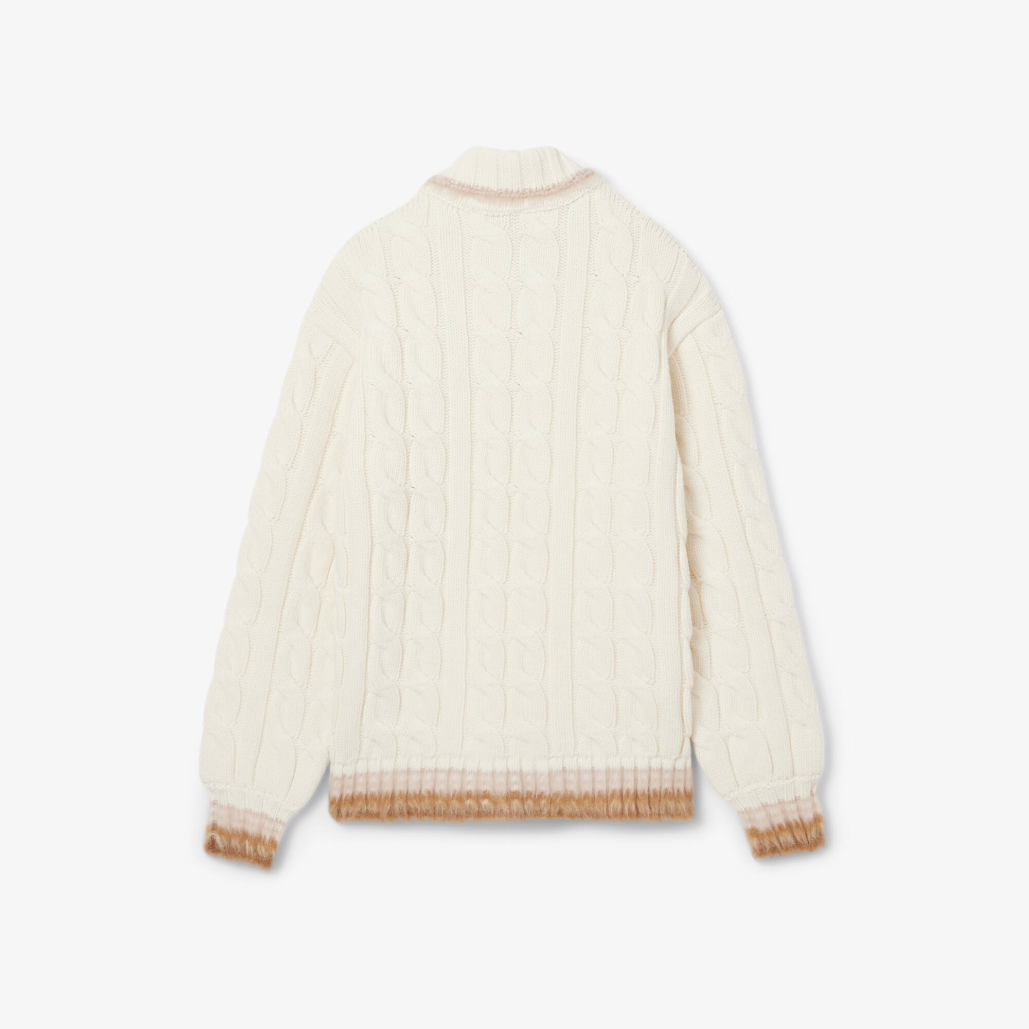 Runway Wool Polo Collar Cable Knit Sweater - Sweaters