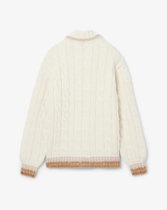 Runway Wool Polo Collar Cable Knit Sweater