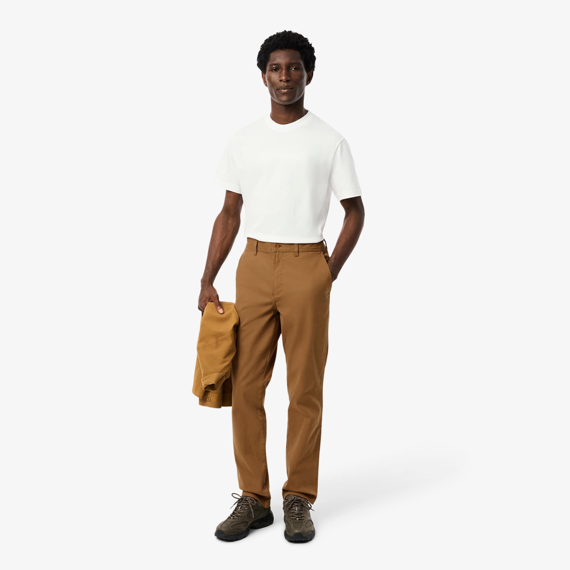 Lacoste Slim Fit Stretch Cotton Chinos In Brown