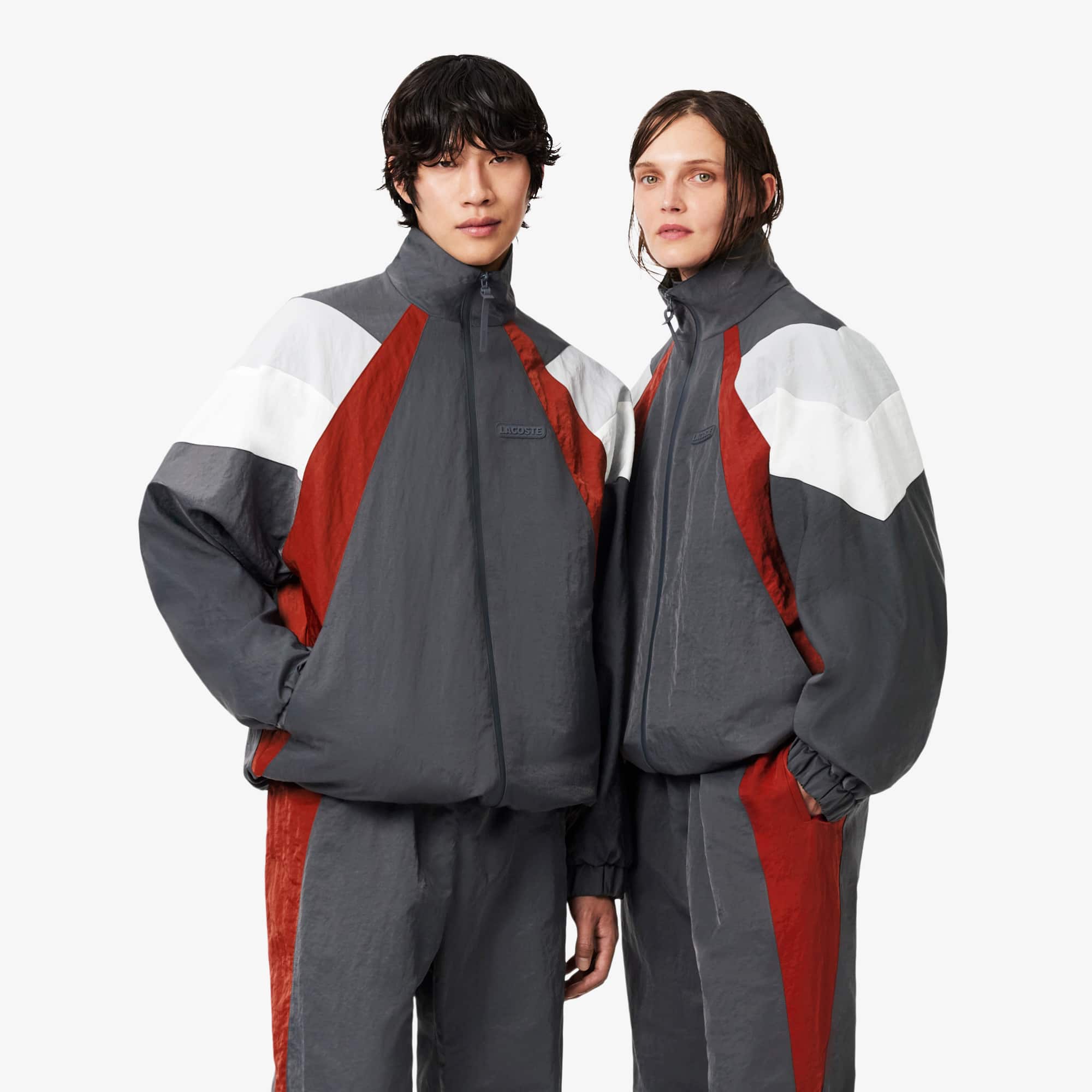 Lacoste Runway Colour-block Track Jacket In Gray