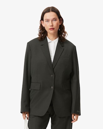 Women's Wool Blend Checked Blazer