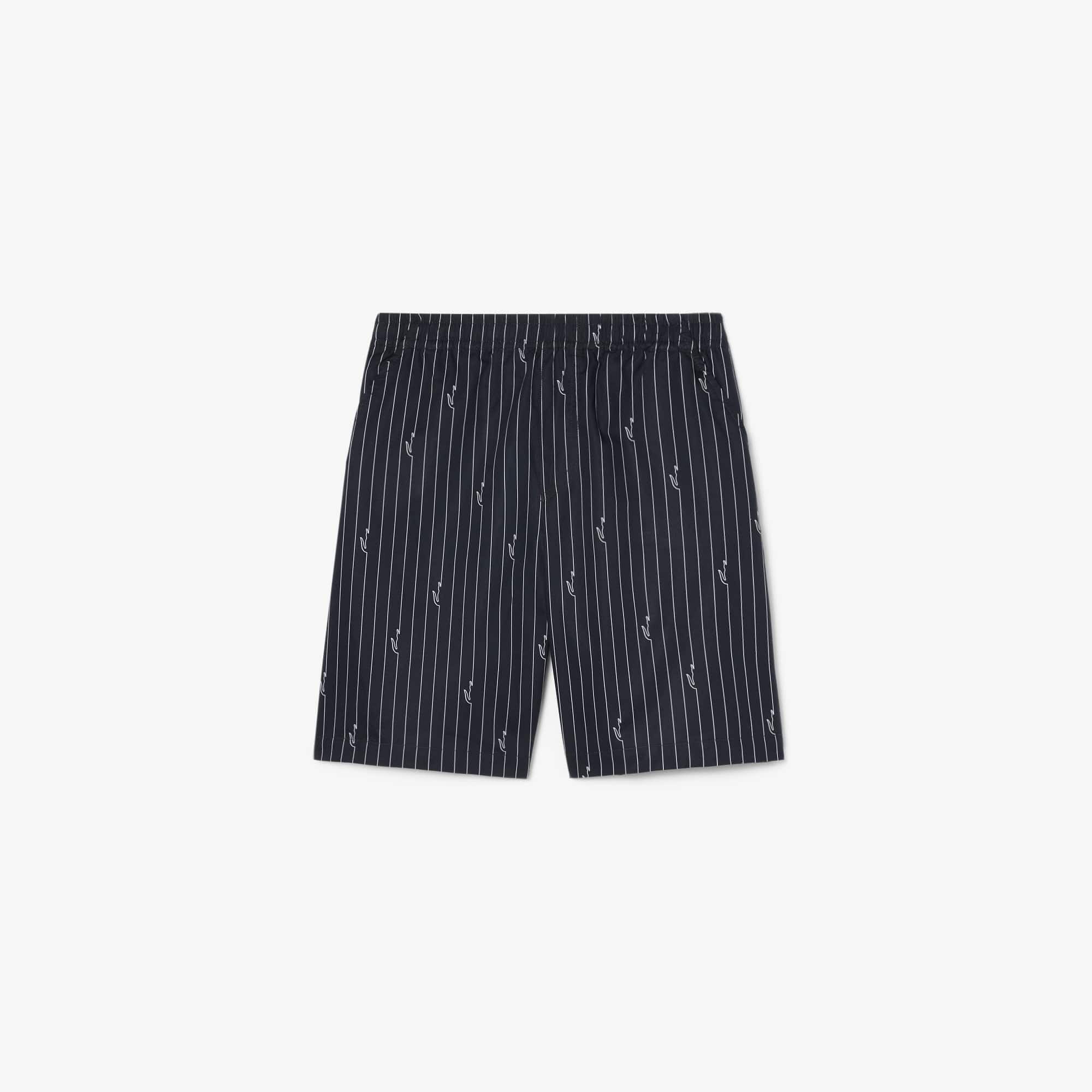 Crocodile Print Stripe Cotton Shorts - Shorts & Swim - New In 2026