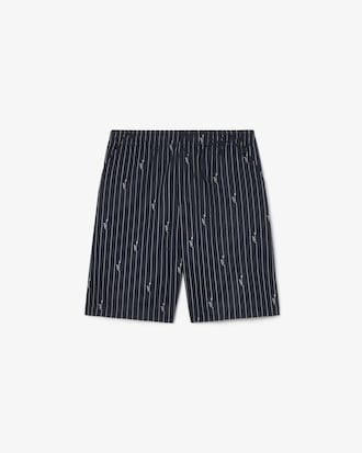 Crocodile Print Stripe Cotton Shorts
