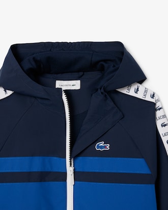 Boys' Logo Stripe Sport Hooded Puffer Jacket