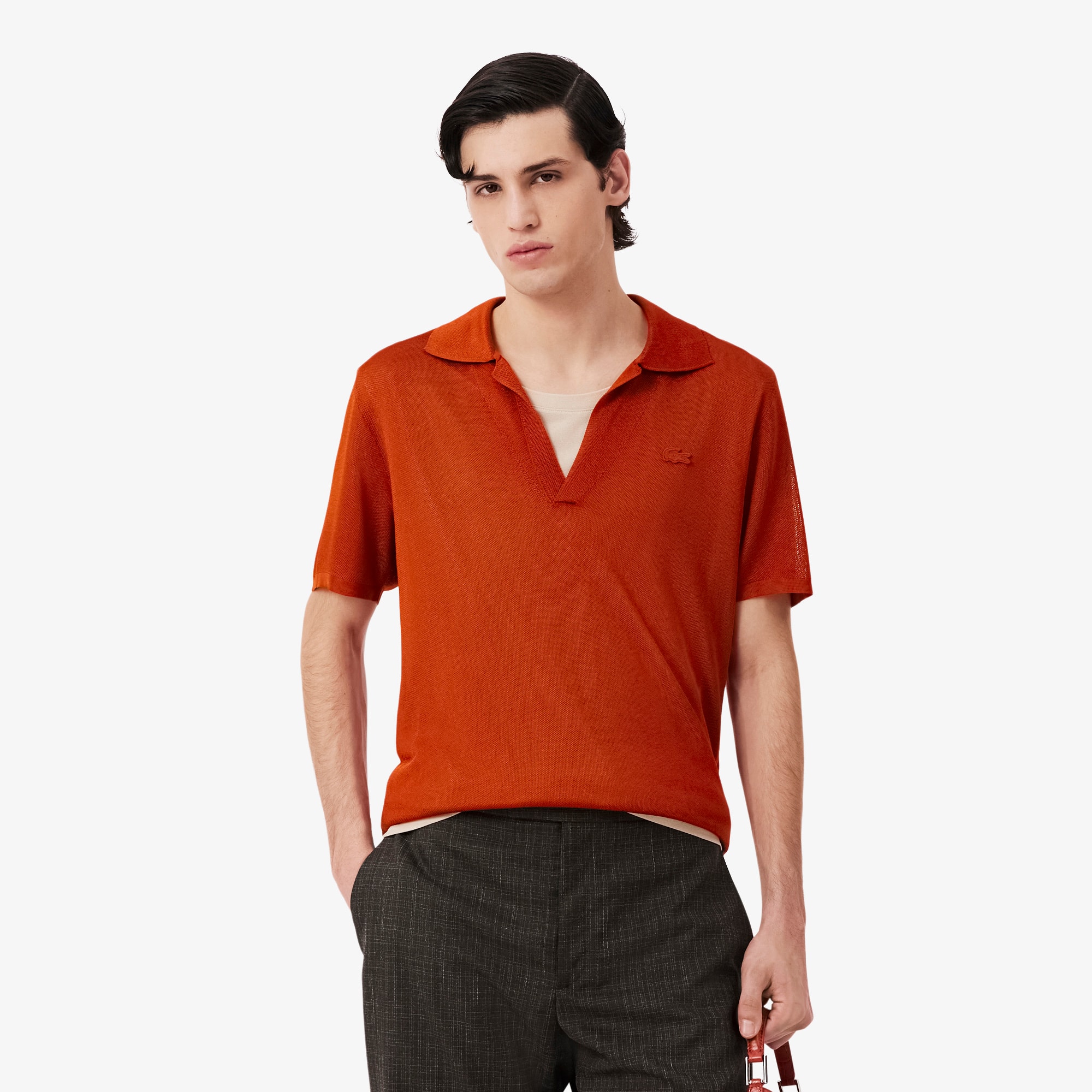 Runway Slim Fit Satin Piqué Polo Shirt