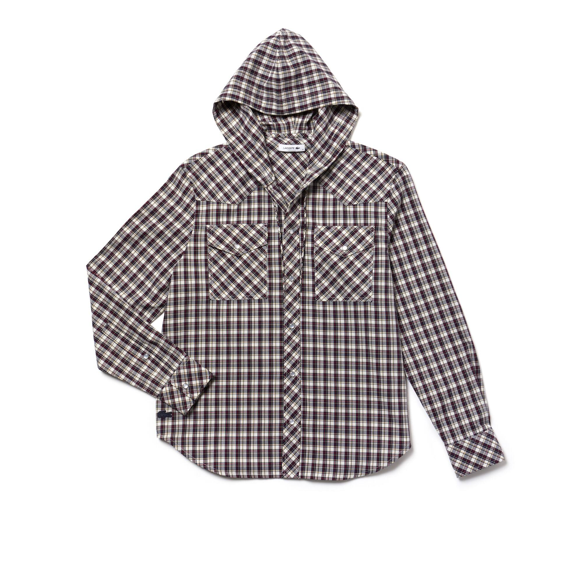 Men's Fashion Show Hooded Check Poplin Shirt