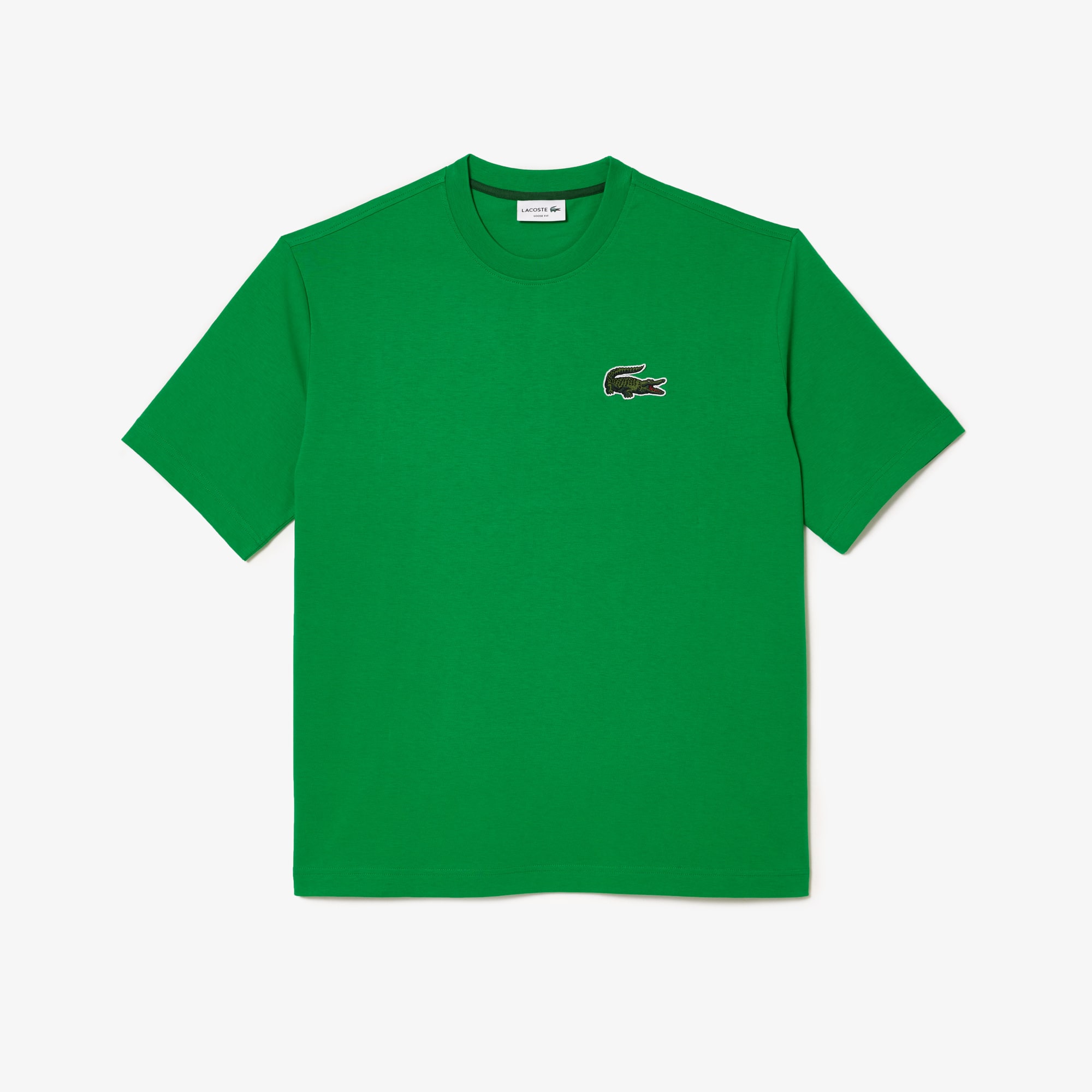 Lacoste Unisex Loose Fit Large Crocodile Organic Cotton T-shirt - Xl In Green