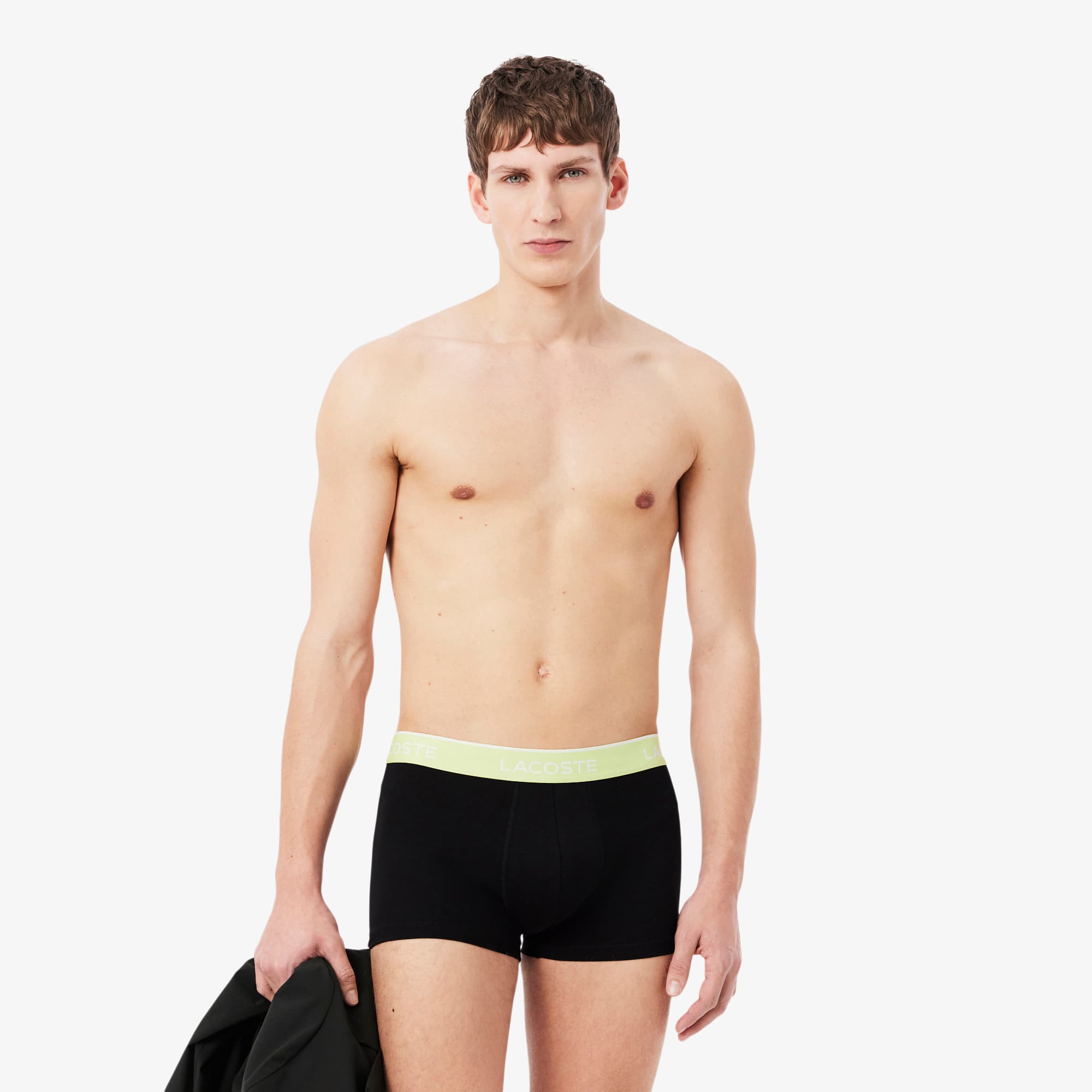 Lacoste Paquete de 3 Bóxers de Algodón Elástico para Hombre Negro