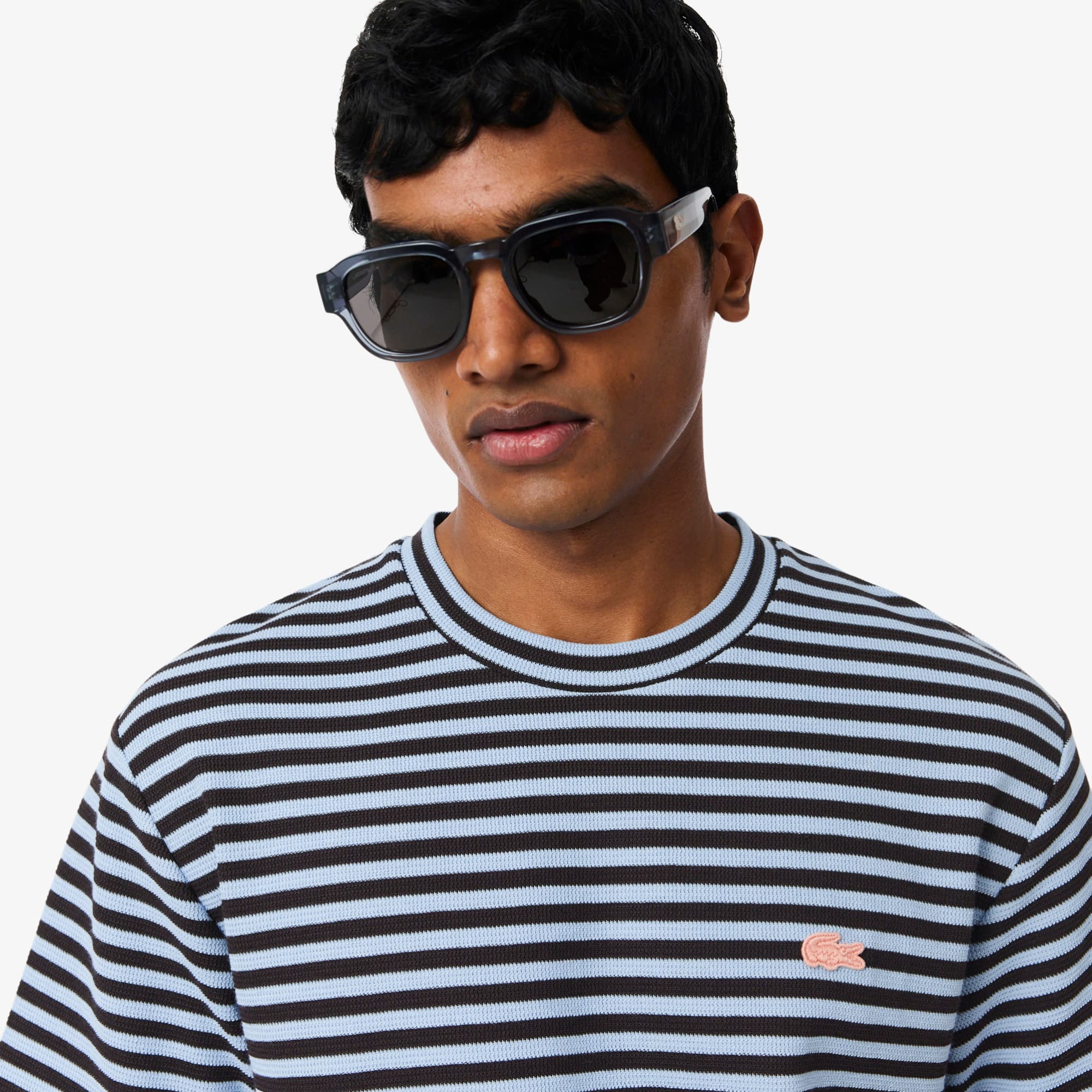 Textured Striped Cotton T-Shirt