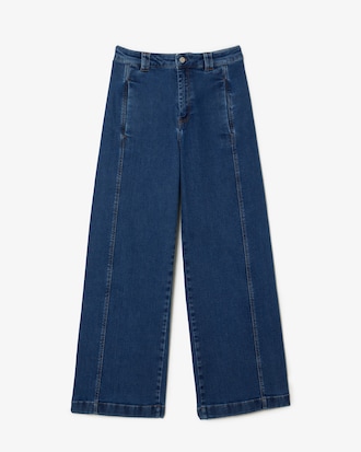 Jeans de mezclilla elásticos con pierna ancha y cintura alta