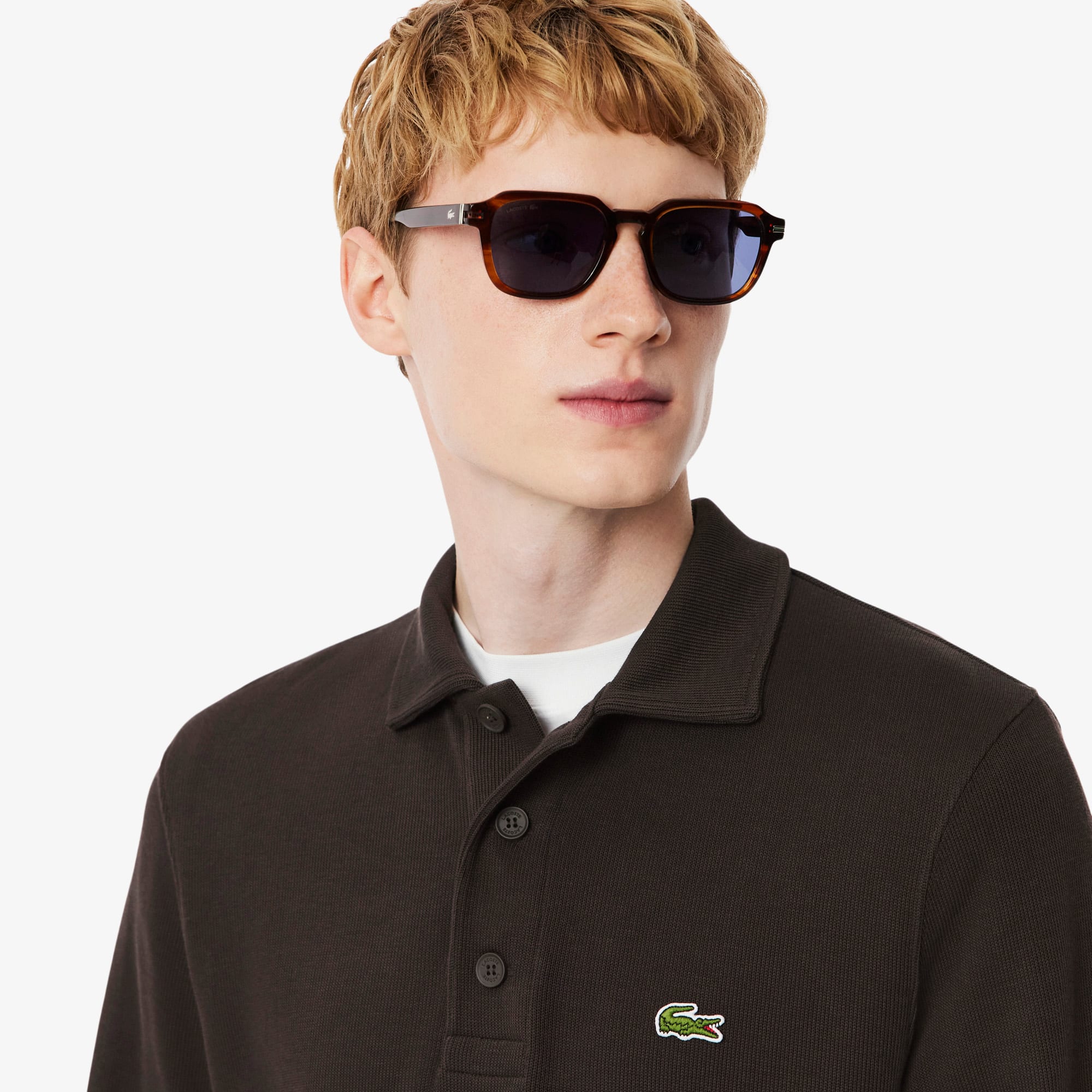 Men's Ribbed Cotton Polo Collar Sweatshirt