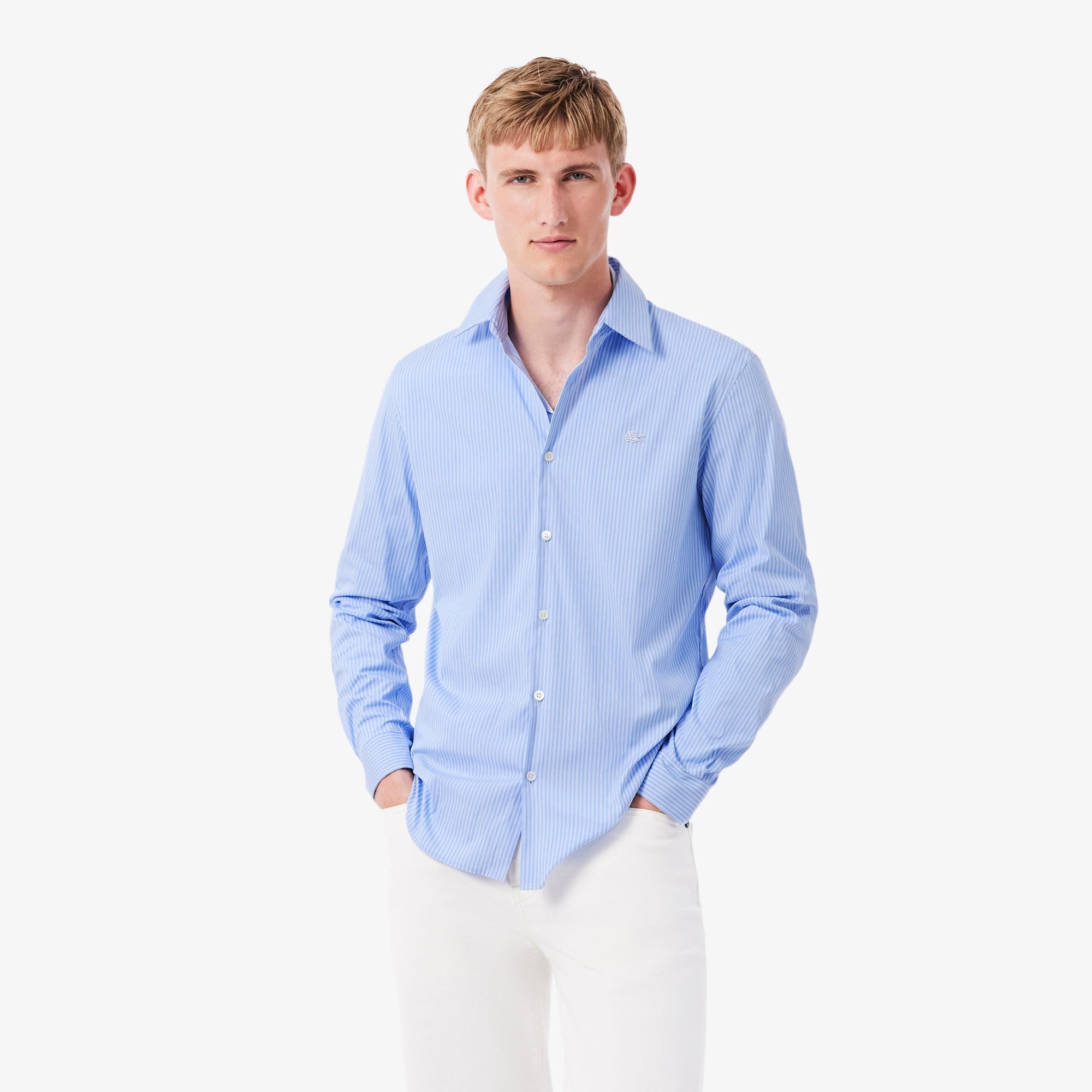 Slim Fit Striped Stretch Poplin Shirt