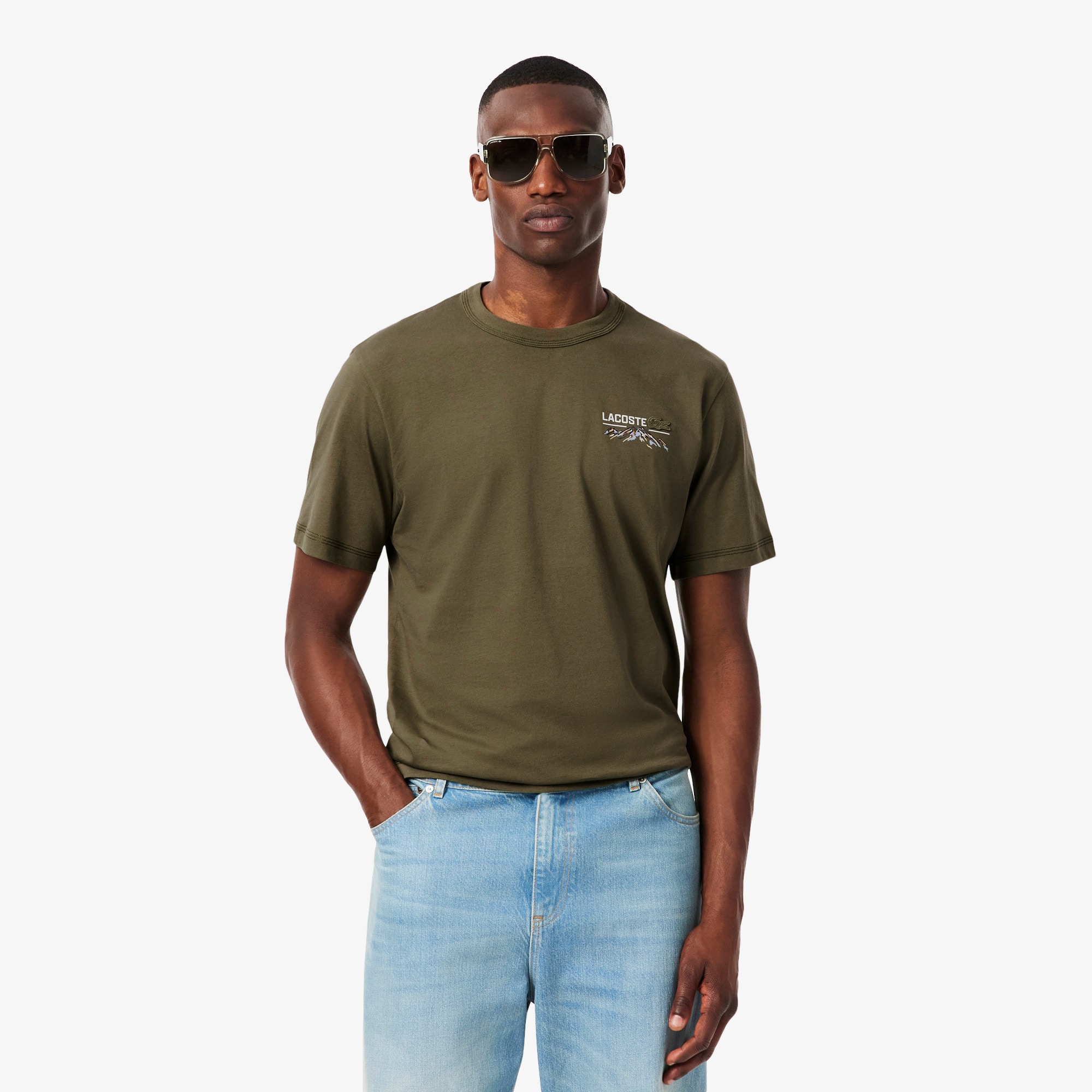Lacoste Men's Multi Print Jersey T-shirt - L - 5 In Green