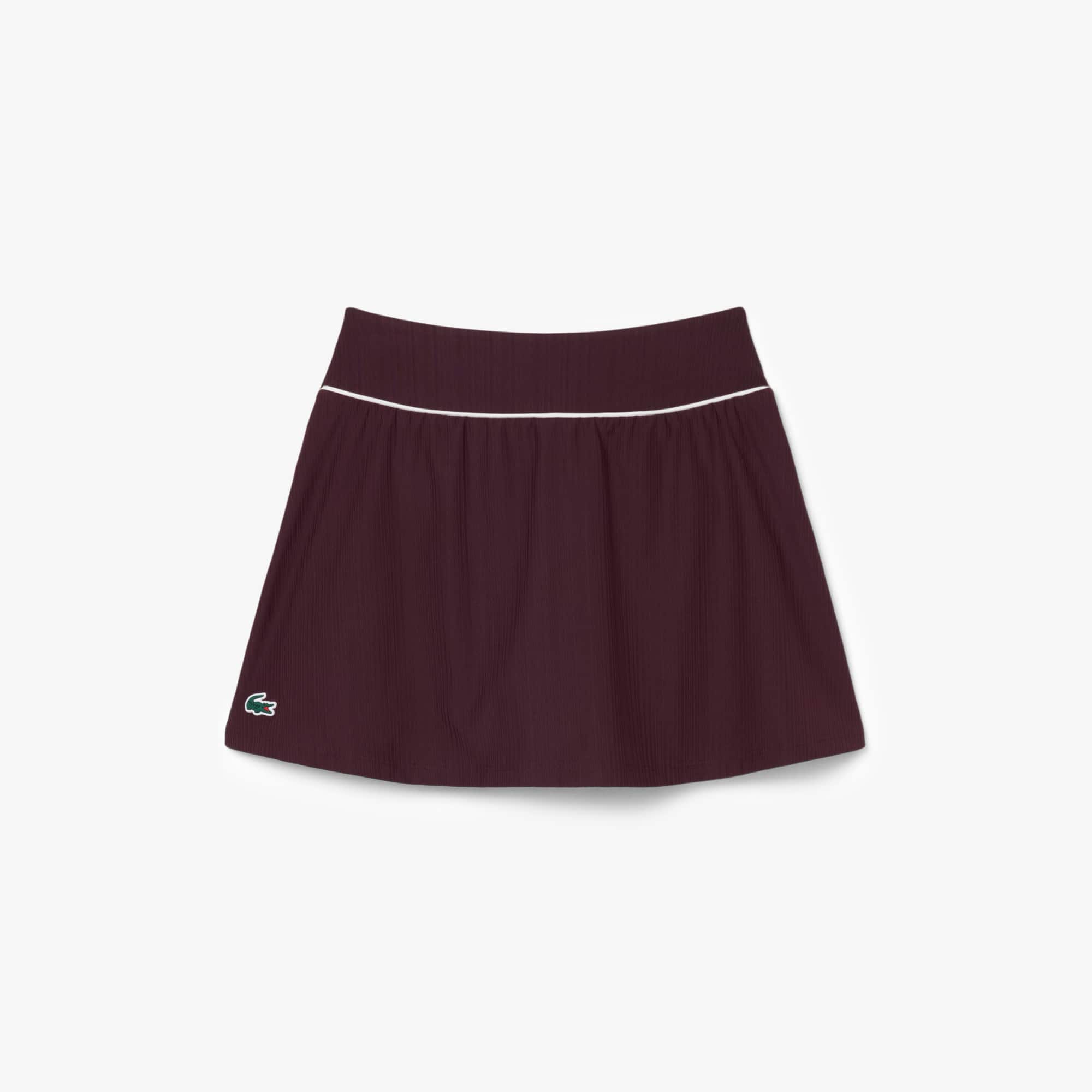 Lacoste Ultra Dry Tennis Heritage Ribbed Skirt - Xl (42) In Burgundy