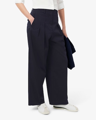 Pantalones el&aacute;sticos de pierna ancha para mujer