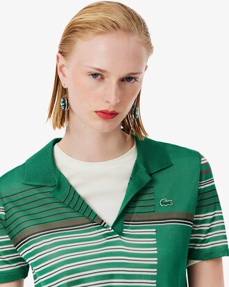 Runway Slim Fit Striped Satin Piqu&eacute; Polo Shirt