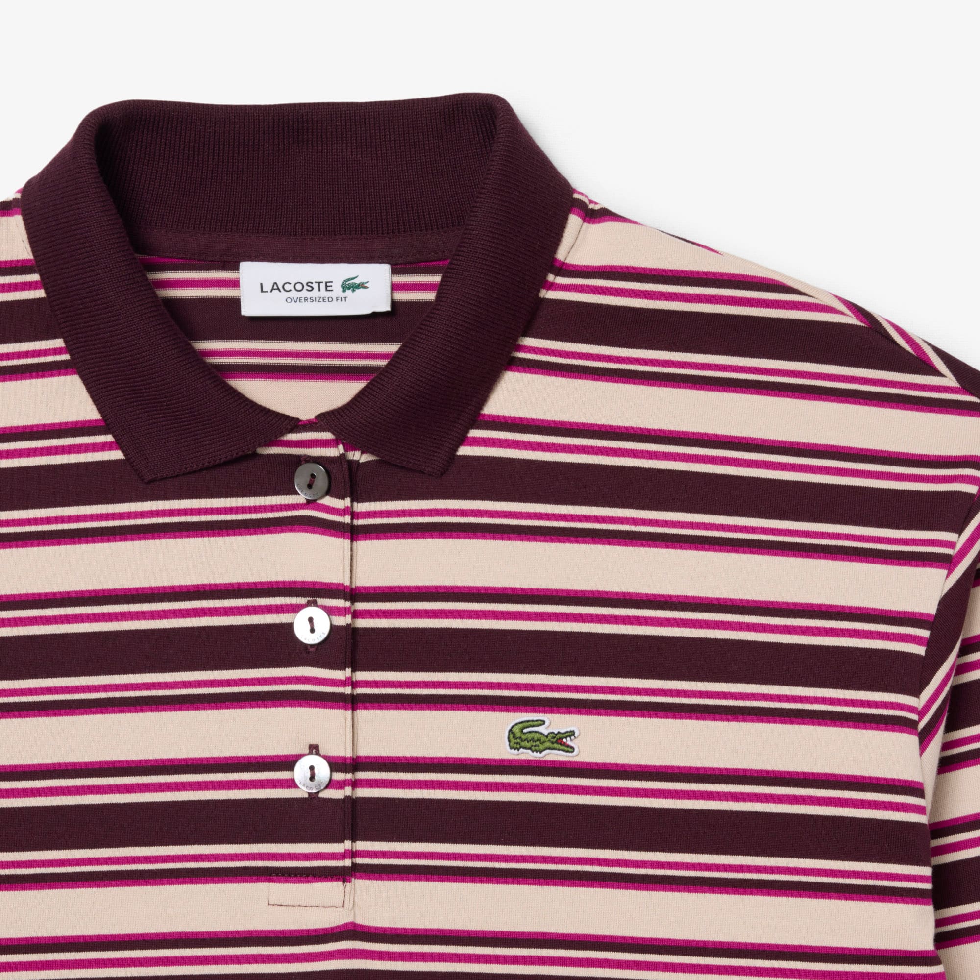 Oversized Striped Long Sleeved Polo Shirt