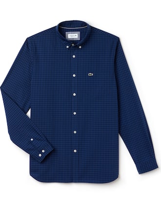 Men's Regular Fit Mini Check Poplin Shirt
