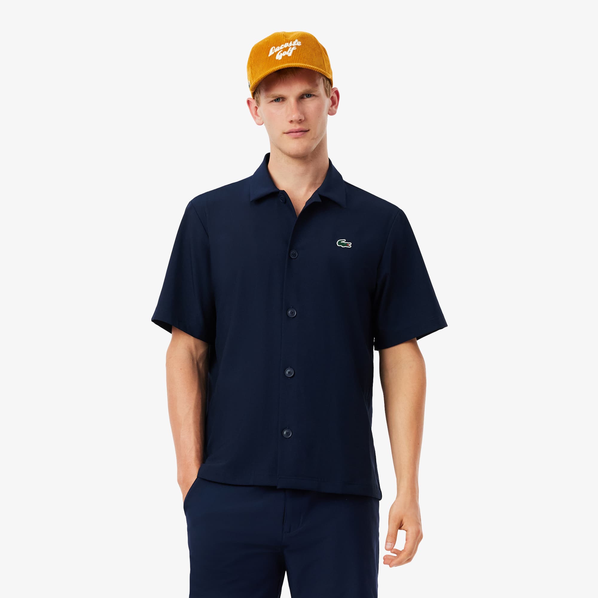 Lacoste Men's Ultra Dry Printed Stretch Golf Shirt - 17½ - 44 In Blue